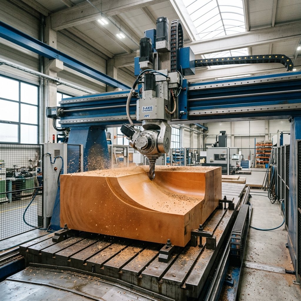 5 eksen CNC frezeleme ile hassas yüzey işleme — endüstriyel CNC işleme operasyonu