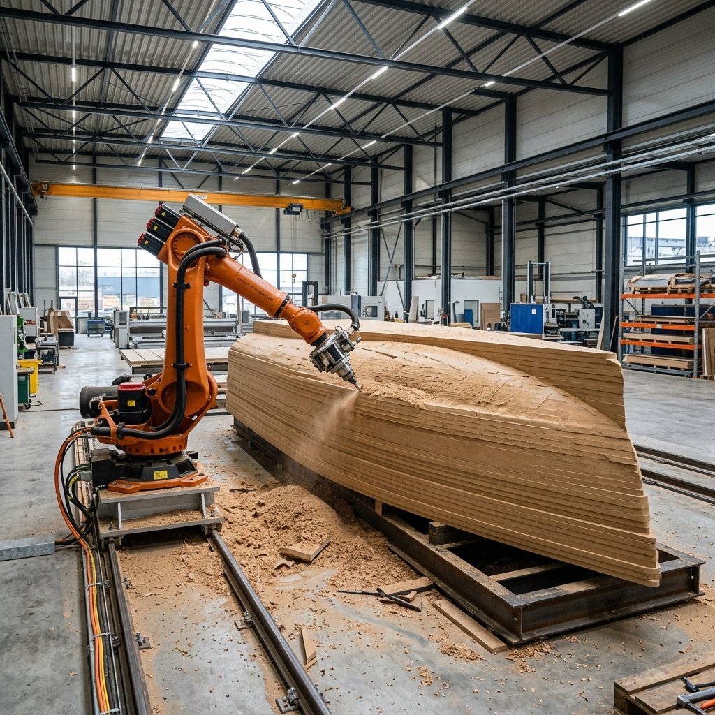 Robotik CNC ile büyük ölçekli MDF plug model frezeleme — master model üretim projesi